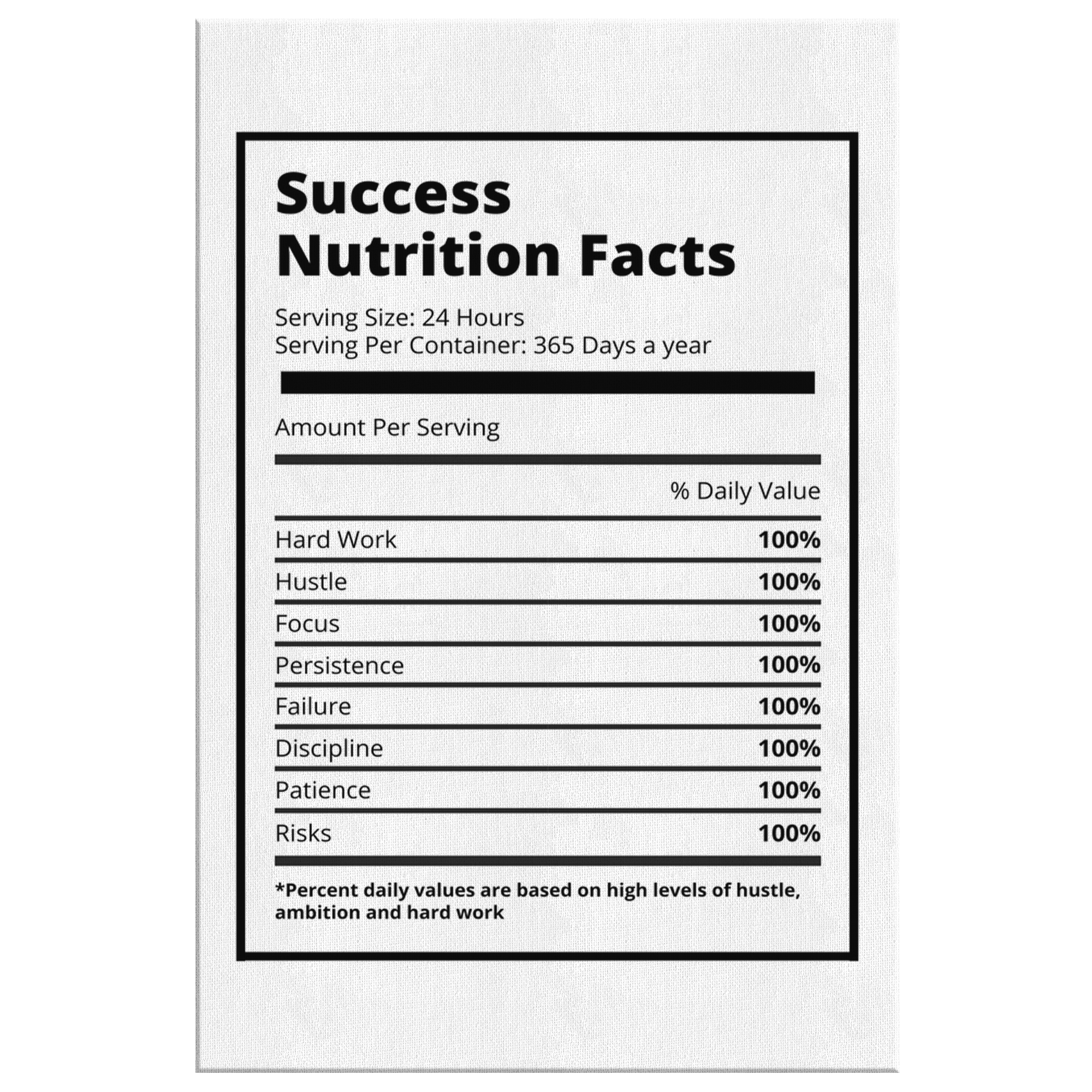 Success Nutrition Facts - White